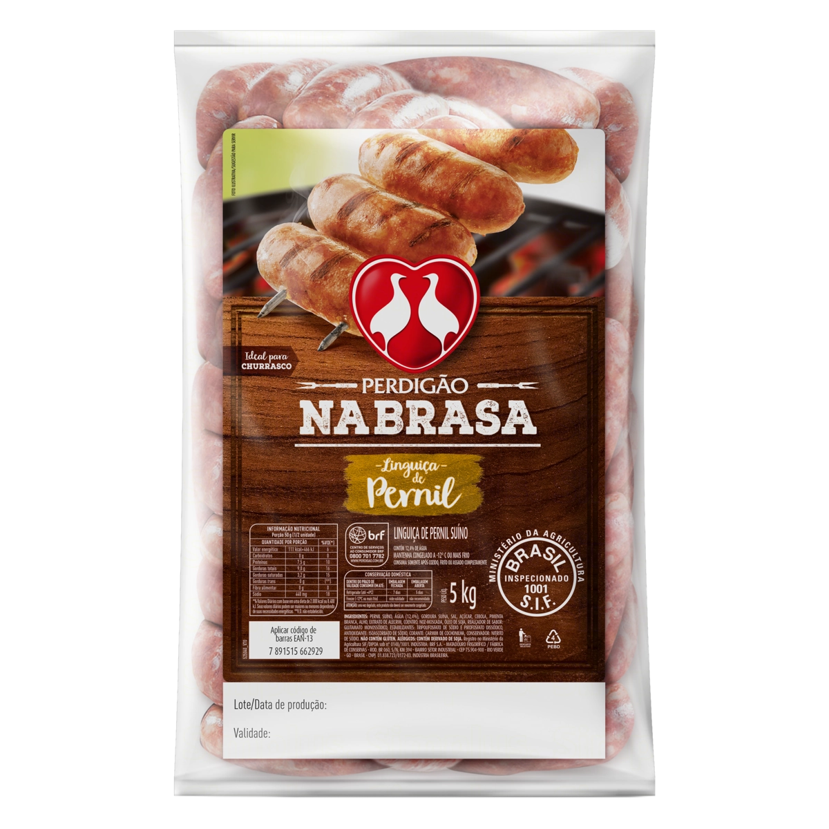 Linguiça De Pernil Suíno Perdigão Na Brasa 5kg