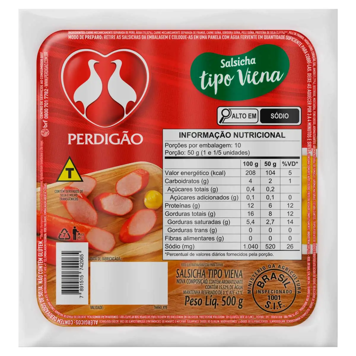 Salsicha Viena Perdigão 500 g