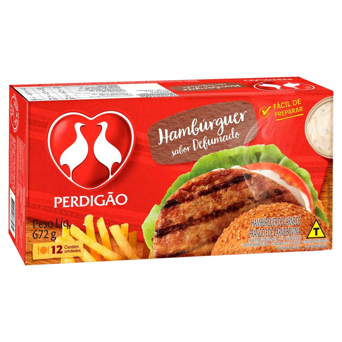 Hambúrguer Bovino Defumado Congelado Perdigão 12 unidades