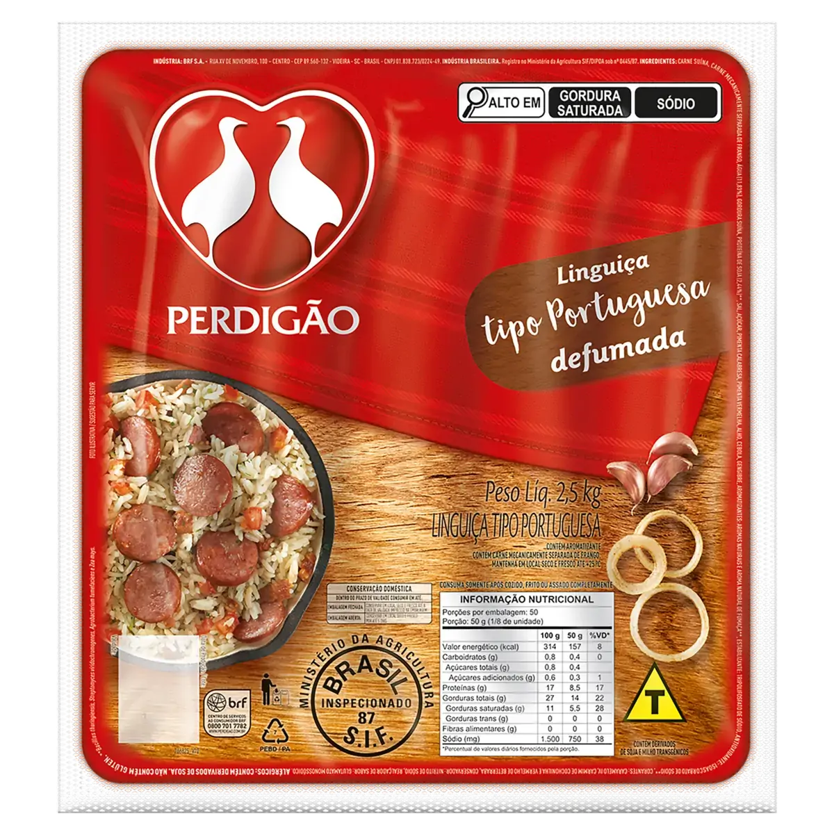 Linguiça Portuguesa Defumada Perdigão 2,5kg