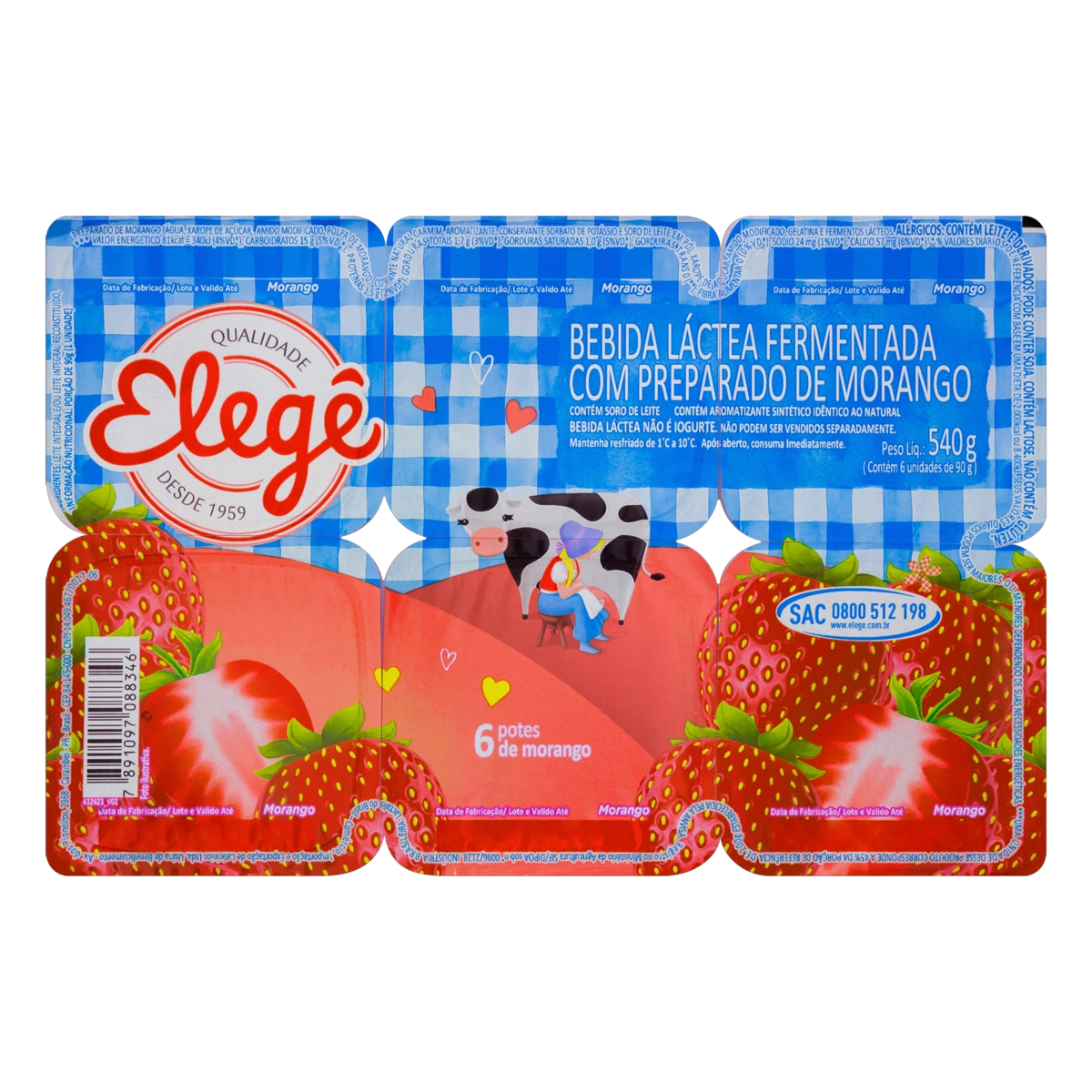 Bebida Lactea Elege 540gr Pol Morango Bob Esponja
