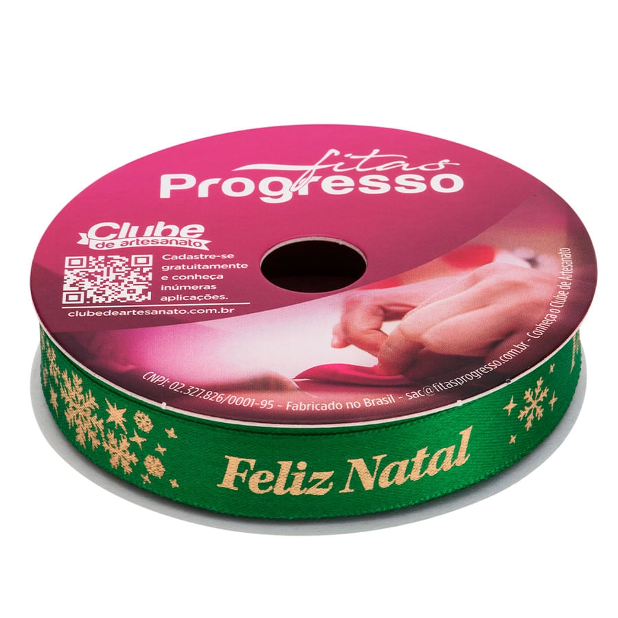 Fita de Cetim Decorada Natalino 10mX15mm Fitas Progresso