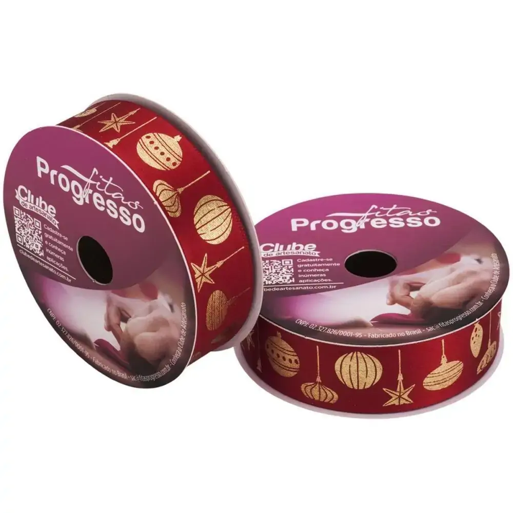 Fita de Cetim Decorada Natalino 10mX22mm Fitas Progresso