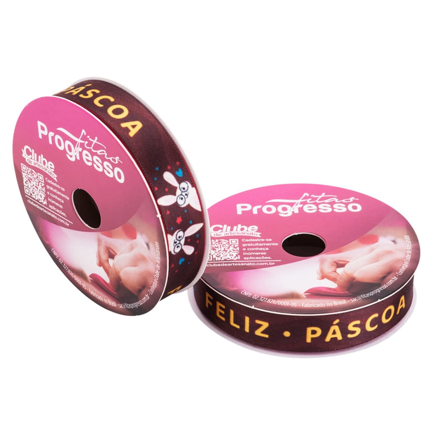 Fita Cetim Dec Cor 030 Feliz Pascoa Ludico Ecf003tr 15mm 10m Progresso