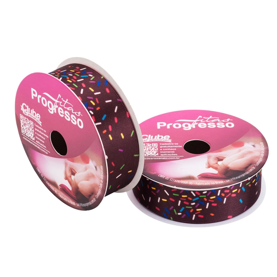 Fita Cetim Dec Cor 105 Granulados Marrons Ecf005tr 22mm 10m Progresso
