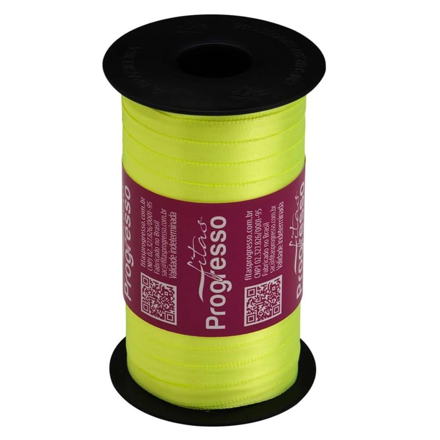 Fita Cetim Simples Cf001 280 Verde Citrico 7mm 100m Progresso