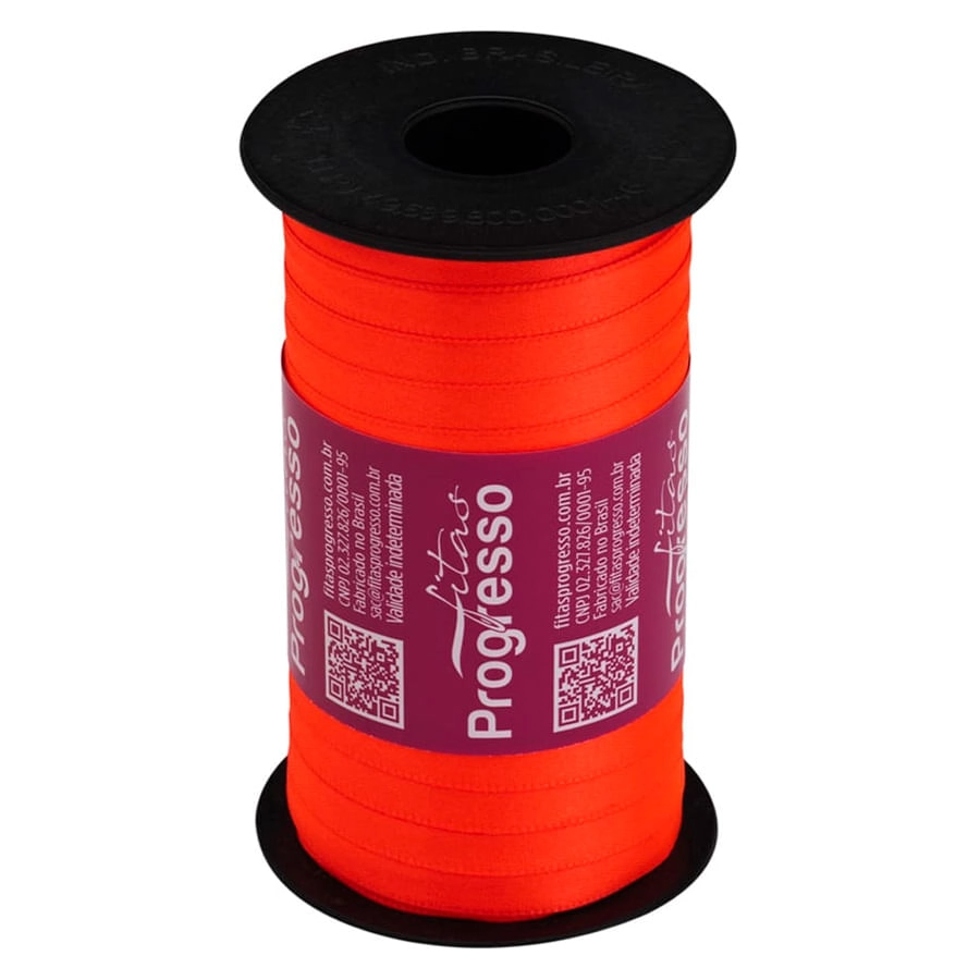 Fita Cetim Simples Cf001 278 Laranja Citrico 7mm 100m Progresso
