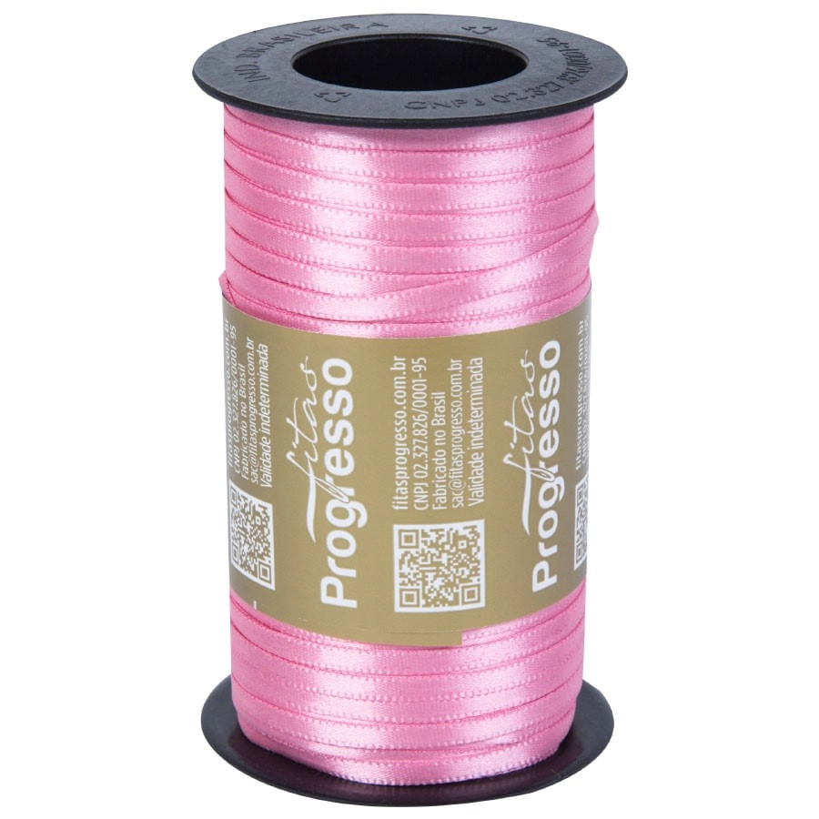 Fita Cetim Dupla Face Poliester Rosa Co