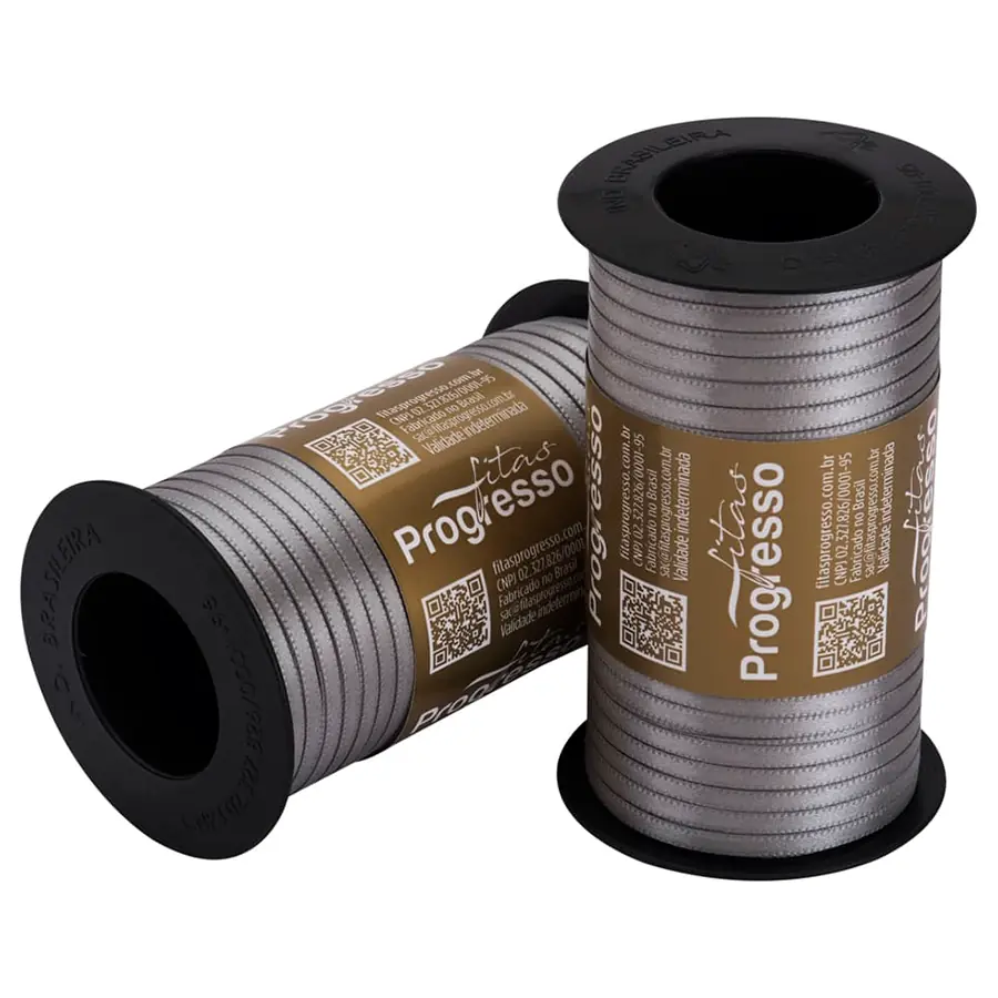 Fita Cetim Duplo T900/000 4 Mm Cor 1222 Cinza Carretel De 100 Metros