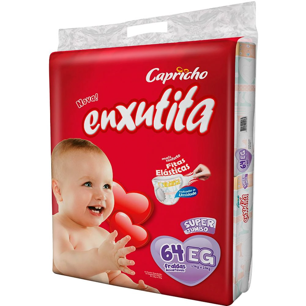 Fraldas Descartaveis Enxutita Classic Super Tamanho Eg 64 Unidades Capricho