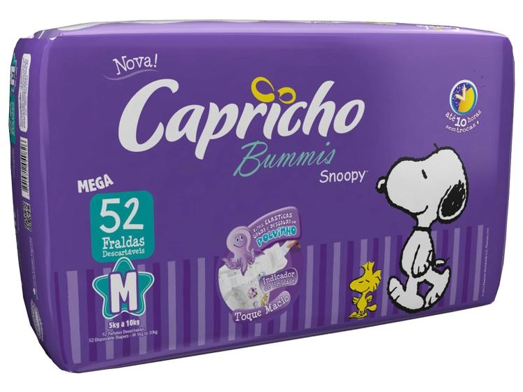 Fraldas Descartáveis Snoopy Mega M 52 Unidades
