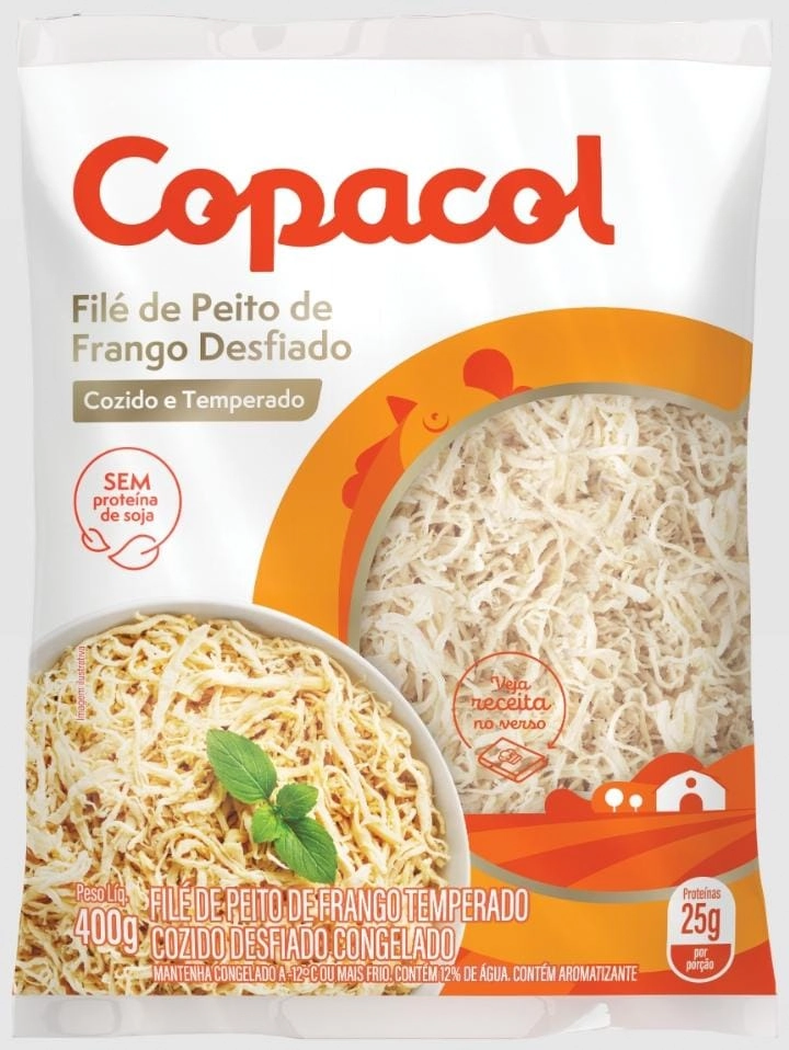 Filé De Peito De Frango Cozido Desfiado Congelado Copacol 500g