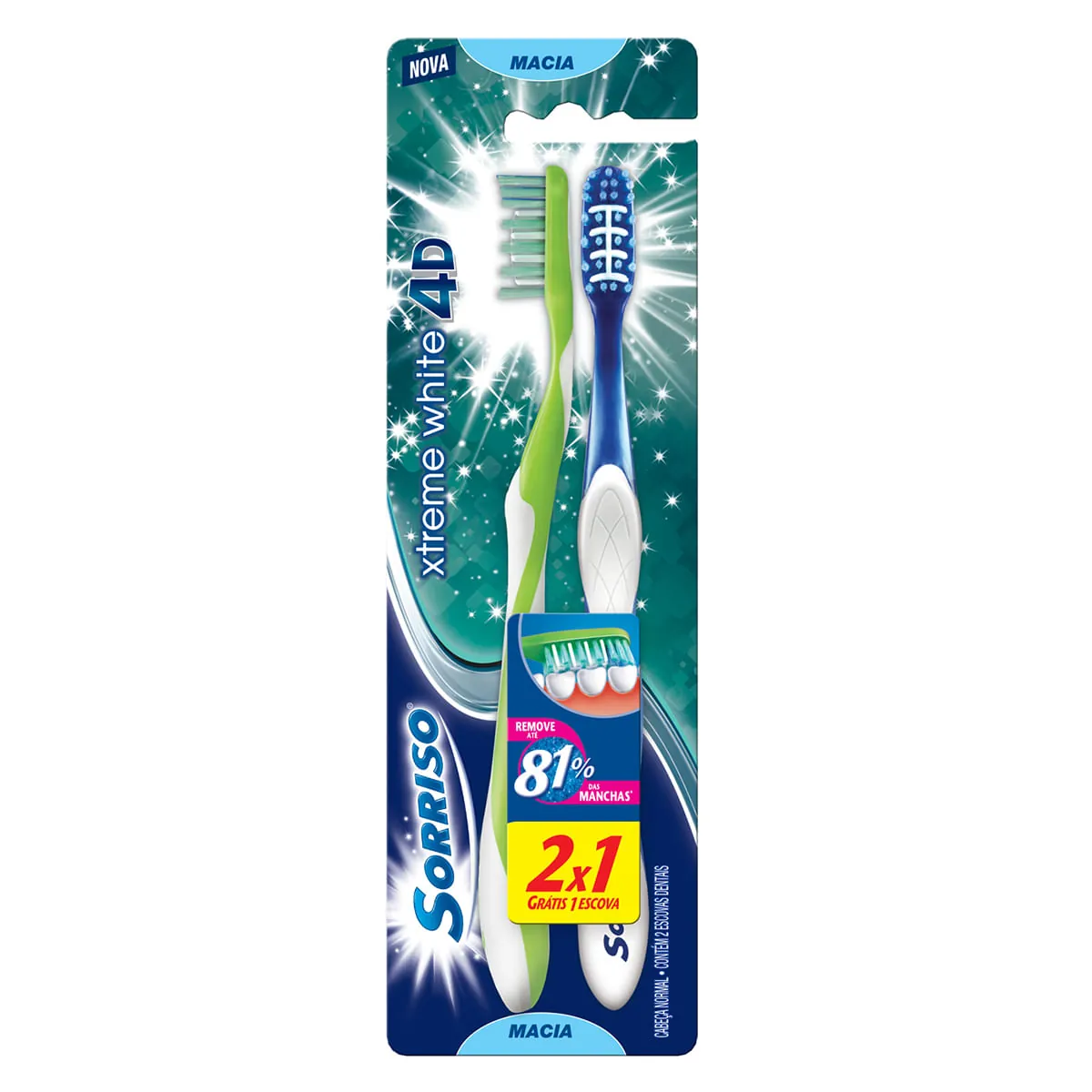 Escova Dental Macia Sorriso Xtreme White 4d 2 Unidades Grátis 1 Escova
