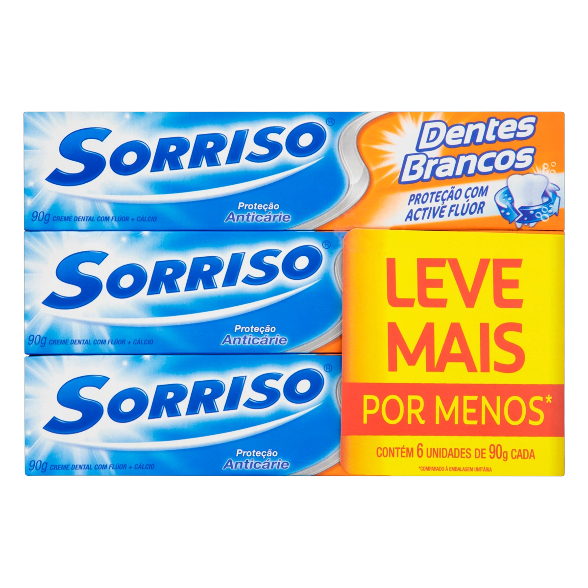 Pack Creme Dental Sorriso Dentes Brancos Caixa 6 Unidades 90g Cada Leve Mais Pague Menos
