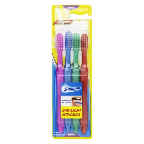 Escova Dental Dura Sorriso Original 4 Unidades Embalagem Econômica