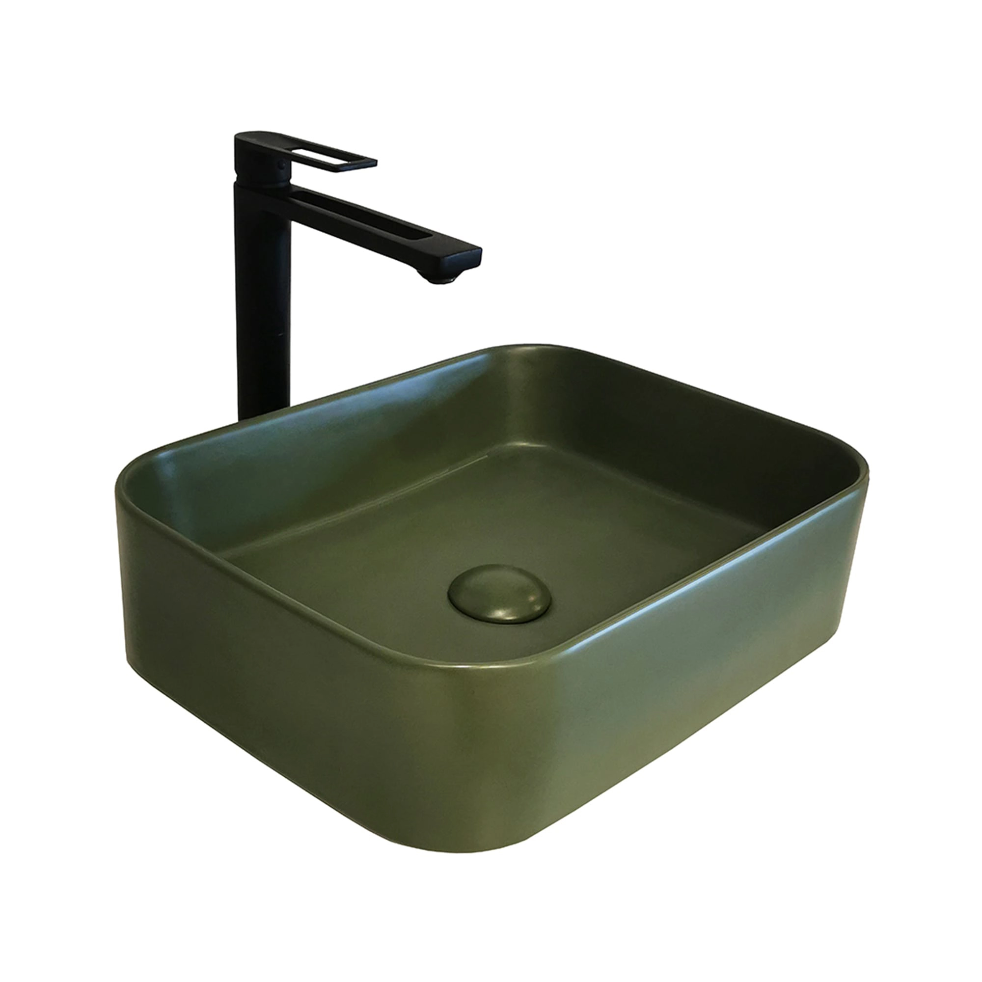 Cuba De Apoio 450x350x125mm Ceramica Marca Reno Modelo Rc480 - Linha Colors Fosca - Verde