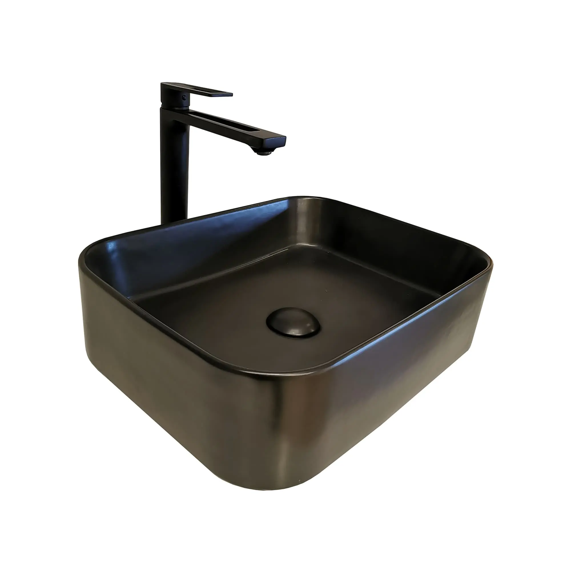 Cuba De Apoio 450x350x125mm Ceramica Marca Reno Modelo Rc481 - Linha Colors Fosca - Preta
