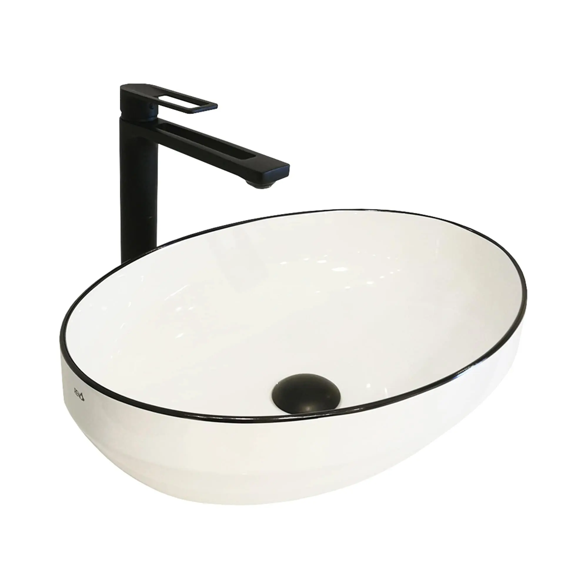 Cuba De Apoio 360x360x155mm Ceramica Marca Reno Modelo Rc180 - Branca Linea Black