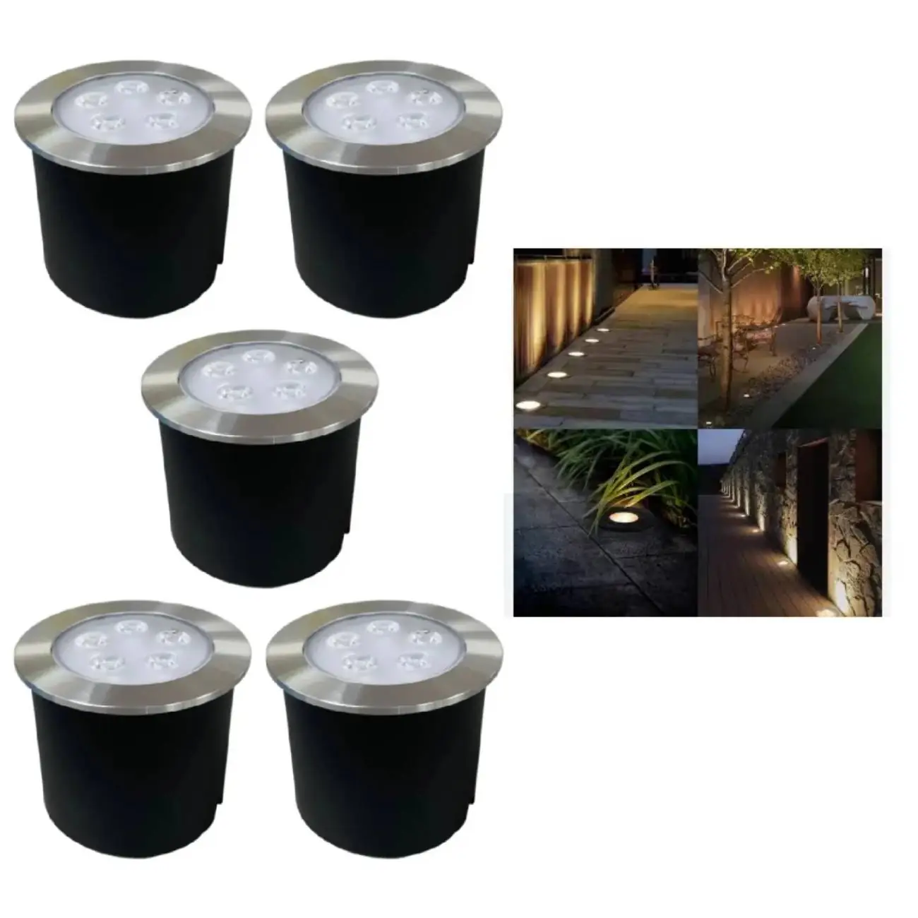 5 Embutido Solo 5w Balizador Led Blindado Ip67 Inox Spot Chão Piso