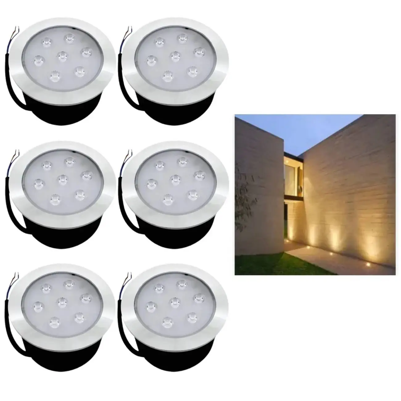 6 Embutido Solo 7w Balizador Led Blindado Ip67 Inox Spot Chão Piso