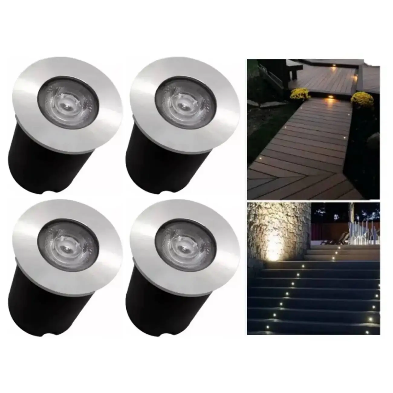 4 Embutido Solo 1w Balizador Led Blindado Ip67 Inox Spot Chão Piso