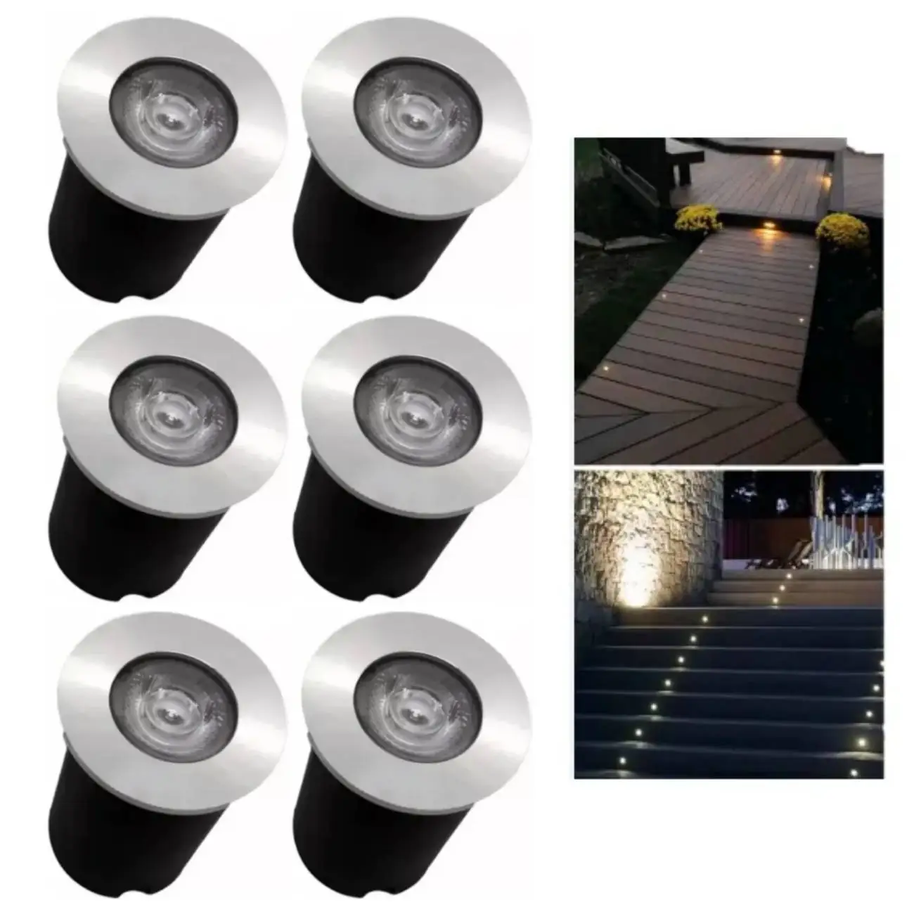 6 Embutido Solo 1w Balizador Led Blindado Ip67 Inox Spot Chão Piso