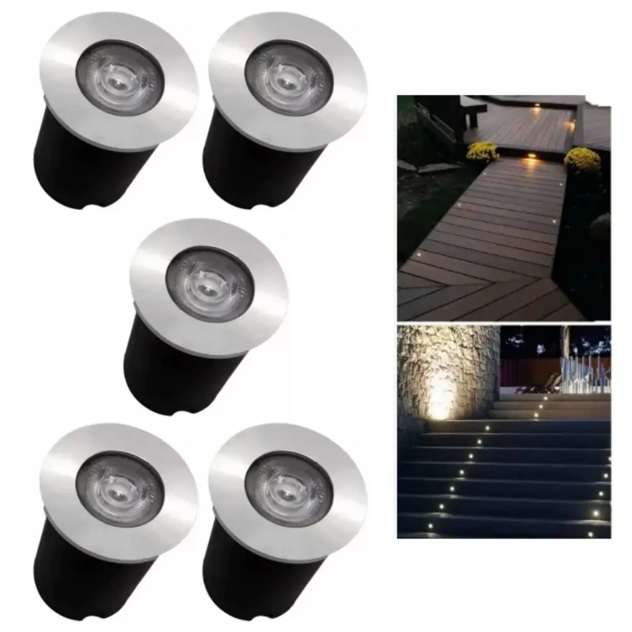 5 Embutido Solo 1w Balizador Led Blindado Ip67 Inox Spot Chão Piso