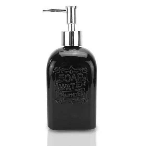 Porta Sabonete Líquido De Vidro 400 Ml Preto