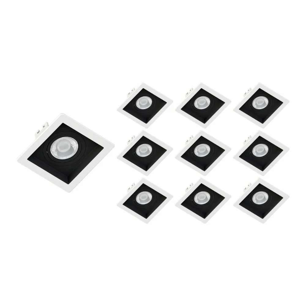 10 Spots De Embutir Recuado Save Energy Par 20 E27 Bivolt Branco/preto