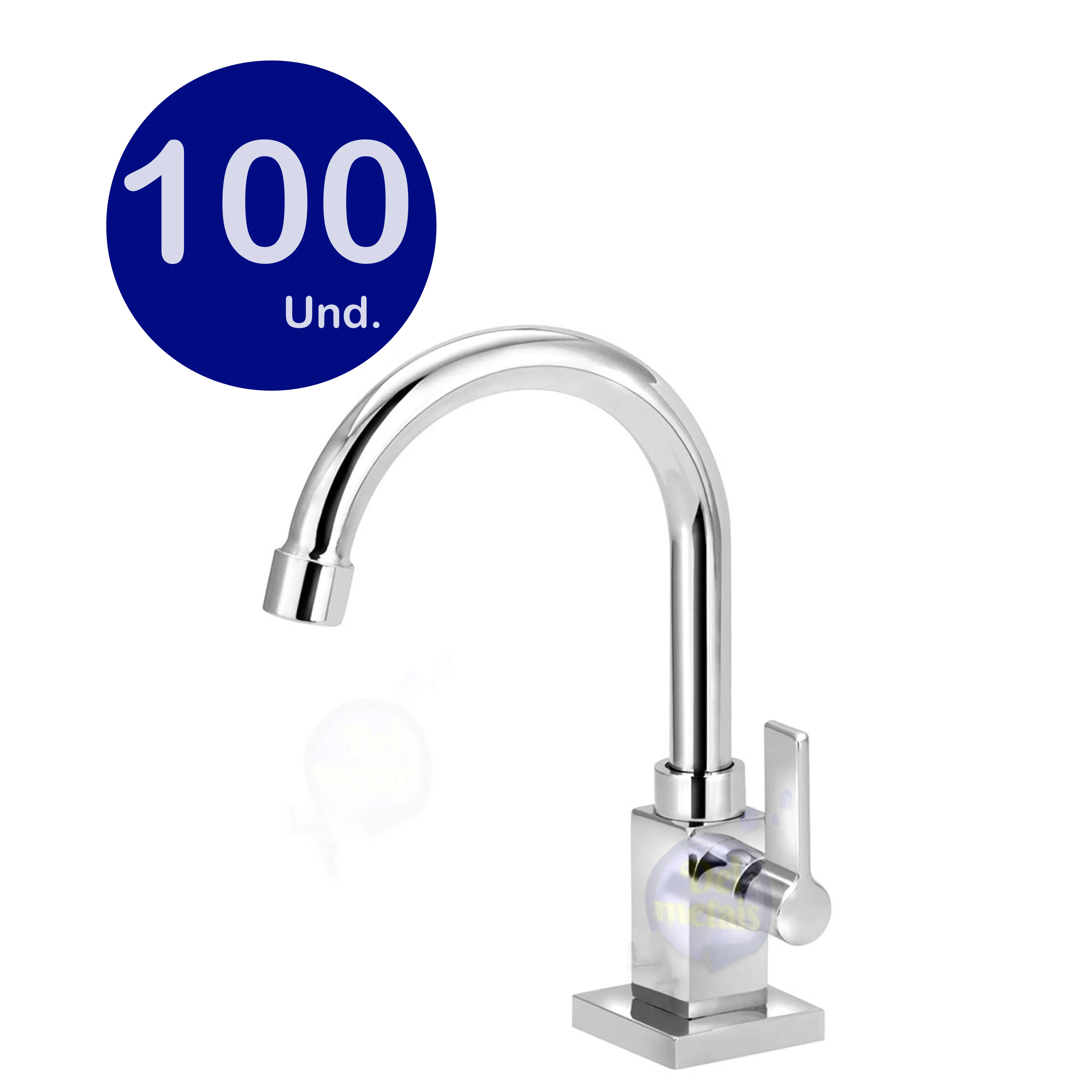 Kit 100 Unidades Torneira Lavatório Banheiro Quadrada Bica Móvel Metal 1/4v. Gourmet
