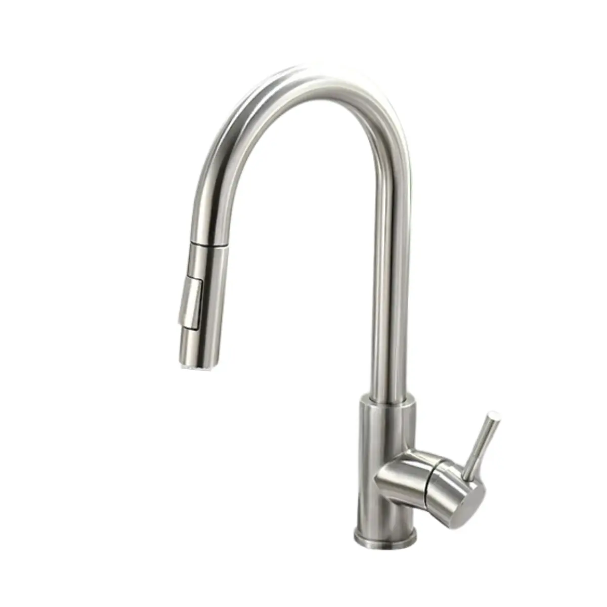 Torneira Monocomando Gourmet de Pia para Cozinha com Bica Alta Extensível Inox Escovado Steel