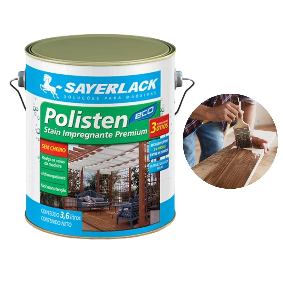 Verniz Polisten Base Água Acqua Eco 3,6lt Sayerlack Cores Mogno Inglês
