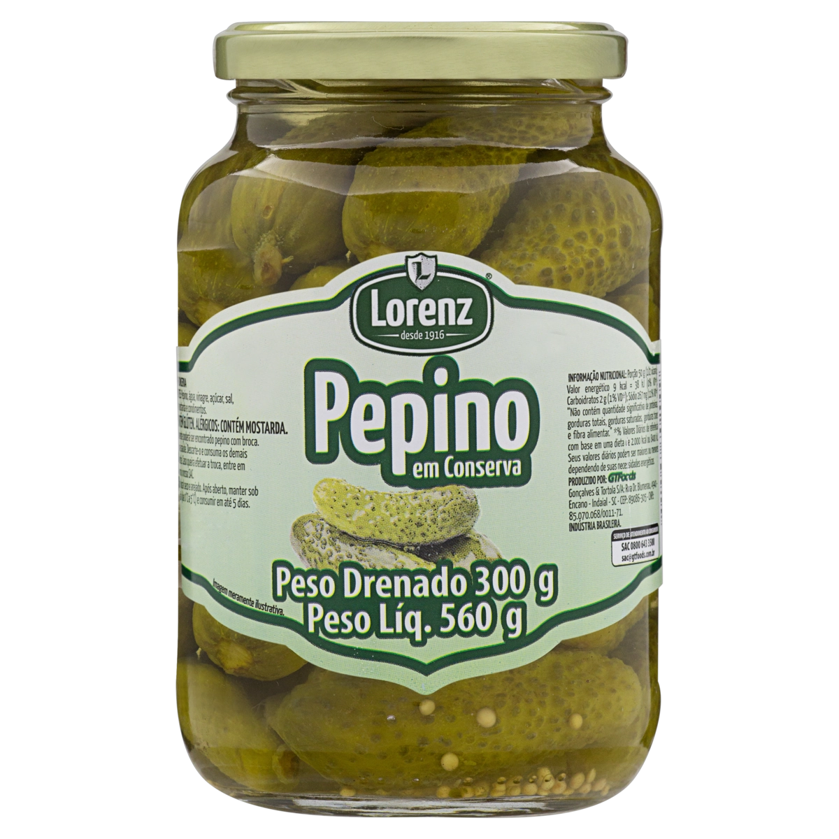 Pepino Em Conserva Lorenz Vidro 300g