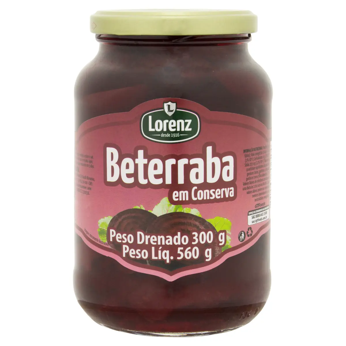 Beterraba Em Conserva Lorenz Vidro 300g