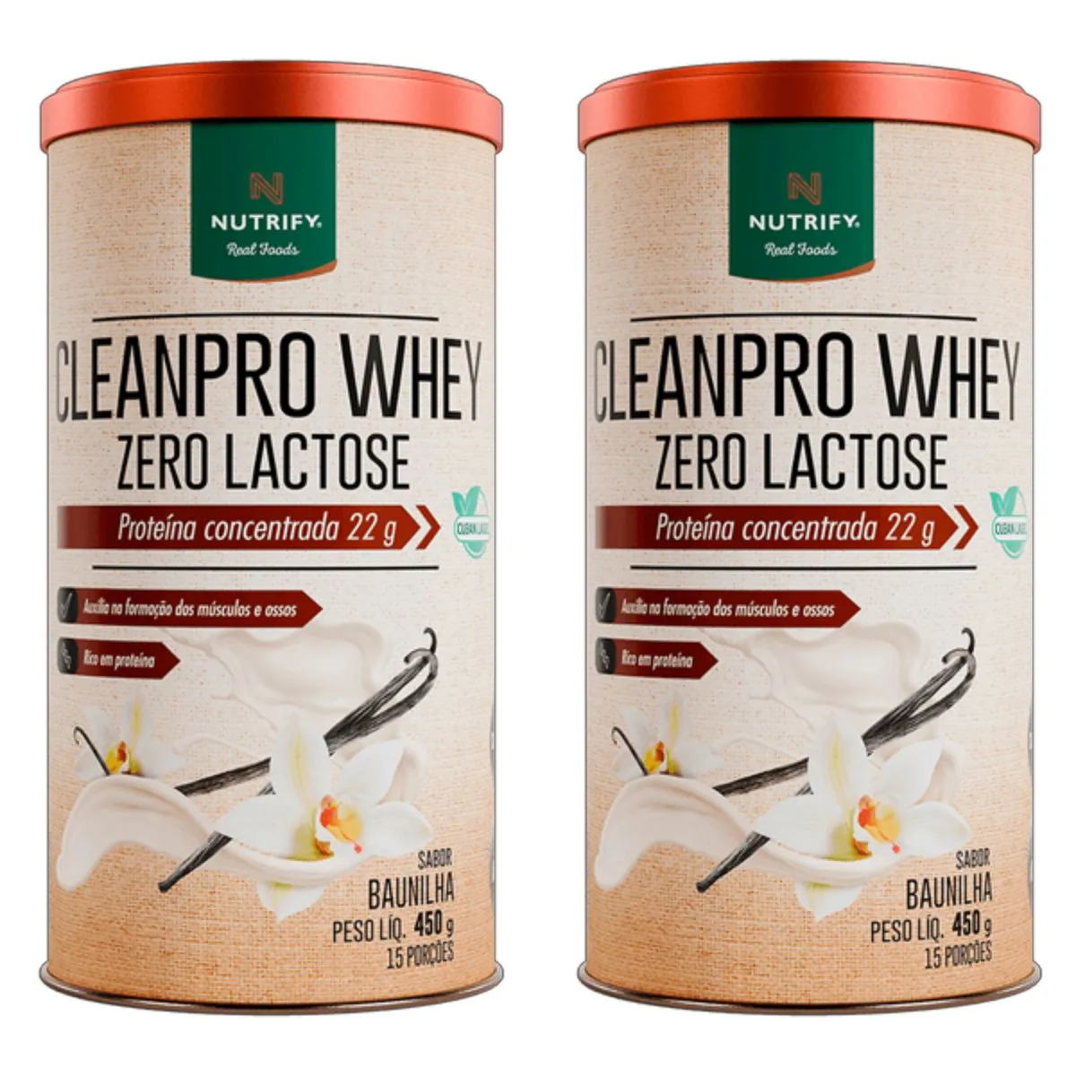 Kit 2X: Cleanpro Whey Protein Zero Lactose Baunilha Nutrify 450g