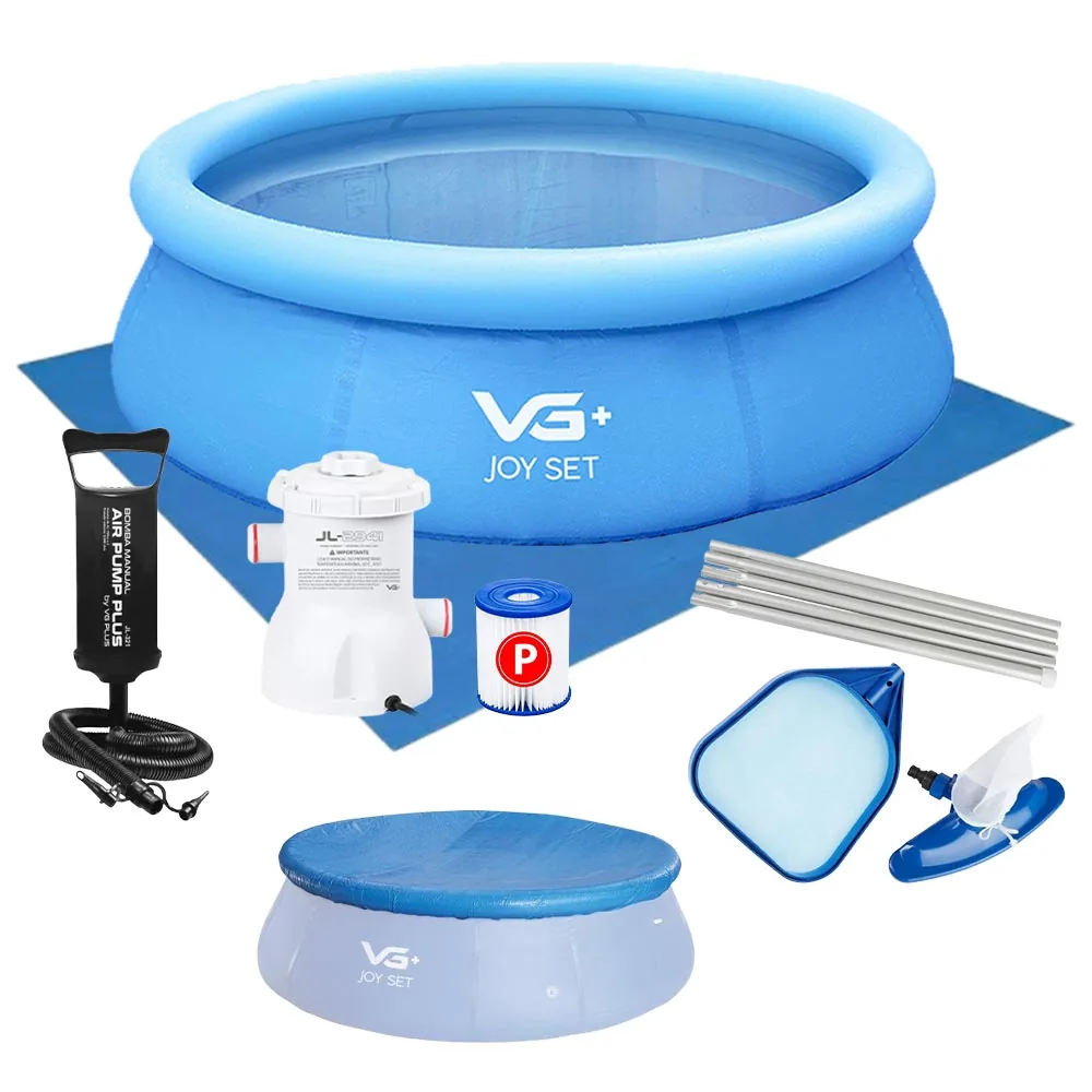 Piscina Inflável Joy Set 4760l Circular 300cm Com Capa Filtro 220v Bomba Forro Kit Limpeza VG Plus