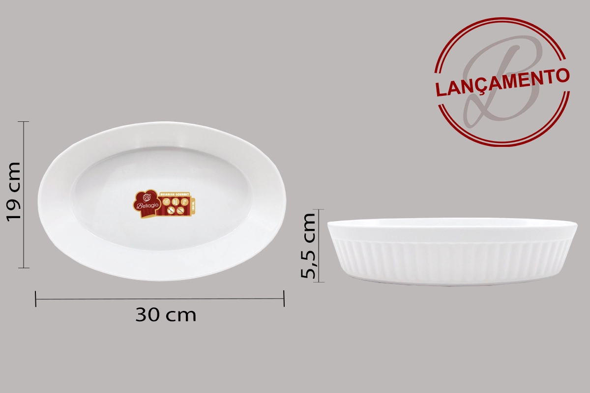 Tigela Melamina Oval M 30x19.5x6cm 1.8l 4768 Bellagio