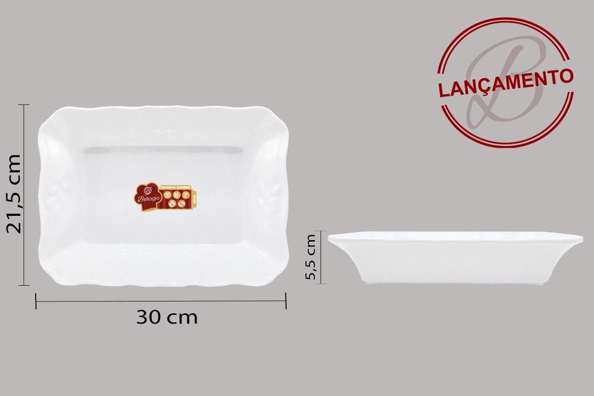 Tigela Melamina Retangular M 30x22x6cm 1.8l 4771 Bellagio