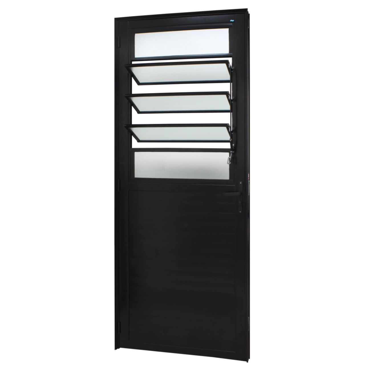 Porta Lambril Com Basculante Alumínio Preto 215x80x6cm Jap Caribe Max - Lado Esquerdo