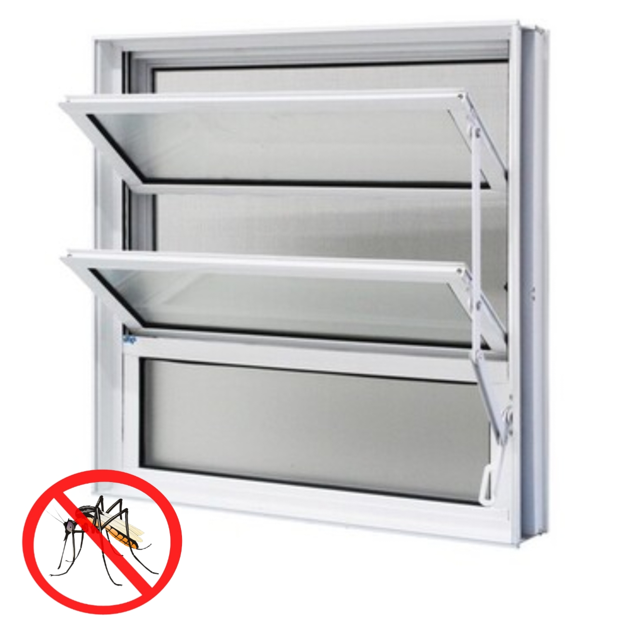 Janela Basculante Com Tela Mosquiteiro 60x80x10,2cm Alumínio Branco Jap Caribe Max