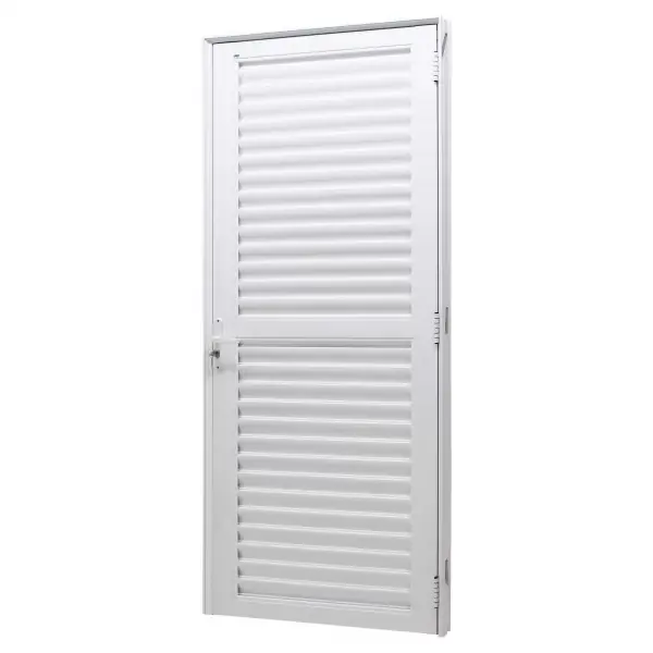 Porta Palheta Alumínio Branco 215x80x6,6cm Com Ventilação Perfecta Max Jap Direita