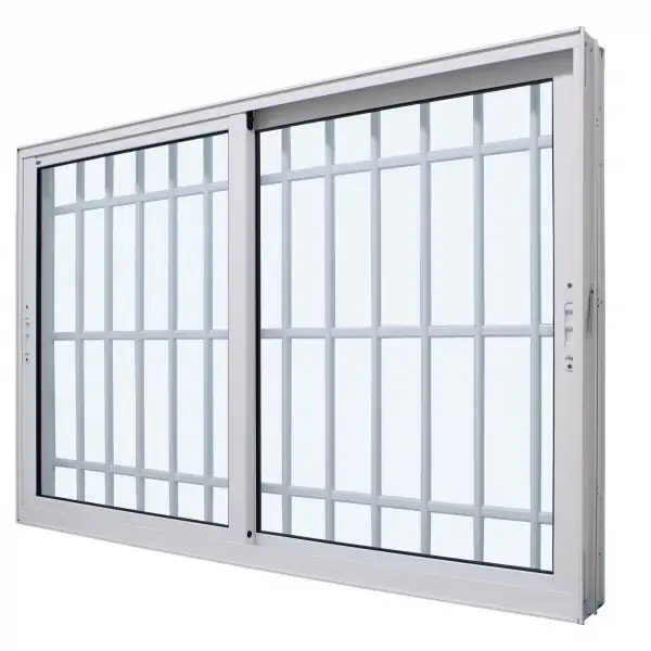 Janela De Correr Alumínio Branco 2 Folhas Móveis 100x200x12,4cm Com Grade Jap Perfecta Max