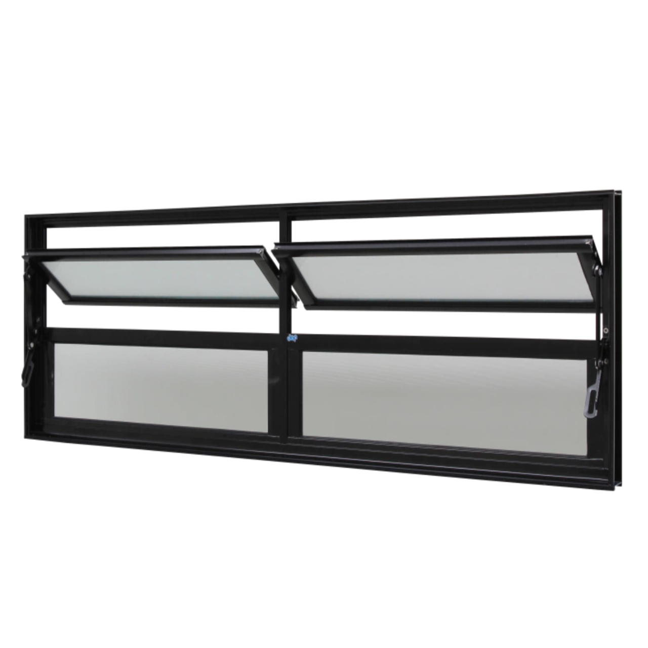 Janela Basculante Alumínio Preto 40x200x6cm Duas Seções Jap Caribe Max