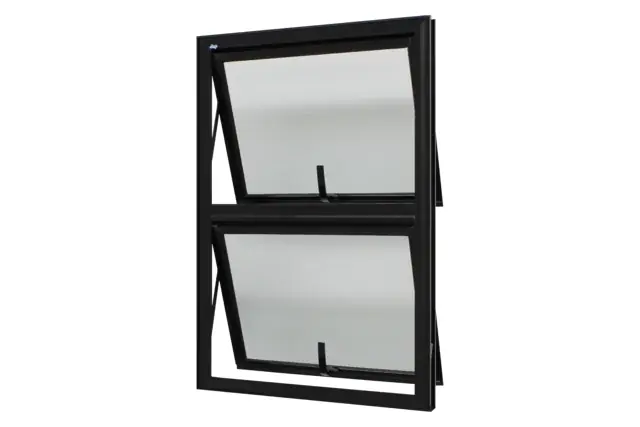 Janela Maxim-ar Alumínio Preto 100x60x5,3cm Duas Seções Verticais Jap Perfecta Max