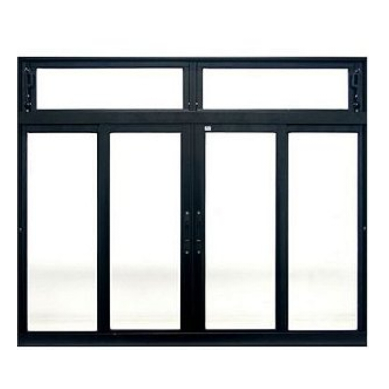 Janela De Correr Alumínio Preto 100x120 4 Folhas Com Bandeira Sem Grade Jap Caribe Max