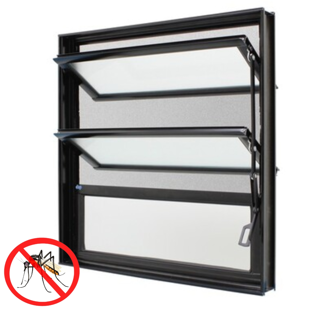 Janela Basculante Com Tela Mosquiteiro 60x80x10,2cm Alumínio Preto Jap Caribe Max