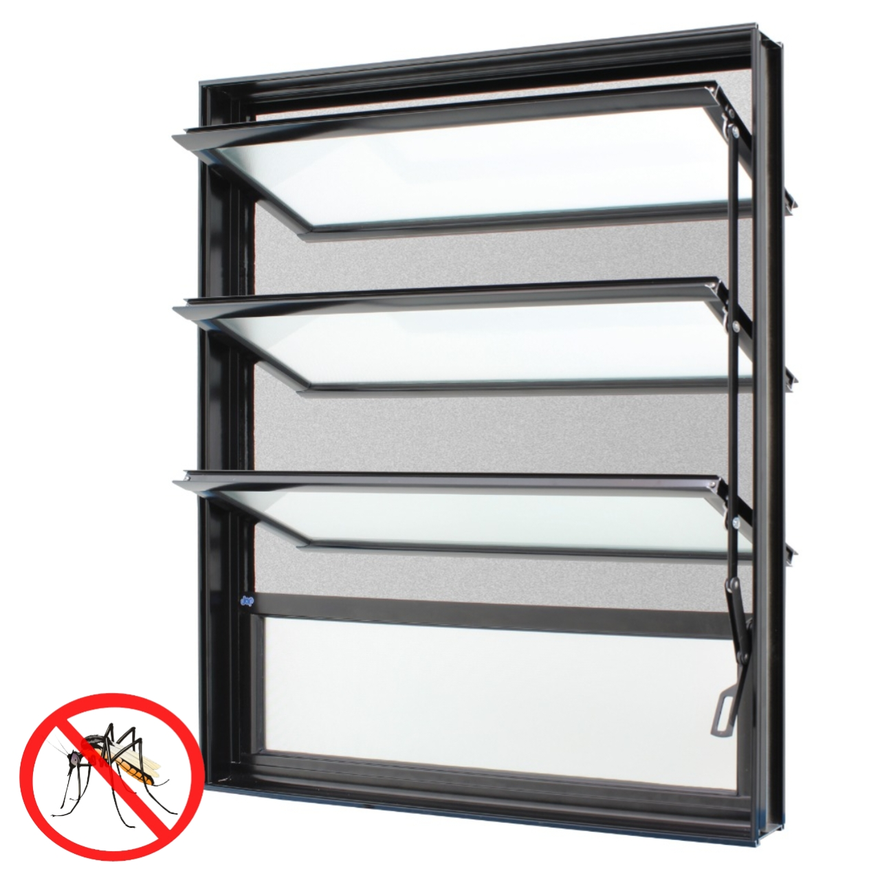 Janela Basculante Com Tela Mosquiteiro 80x60x10,2cm Alumínio Preto Jap Caribe Max