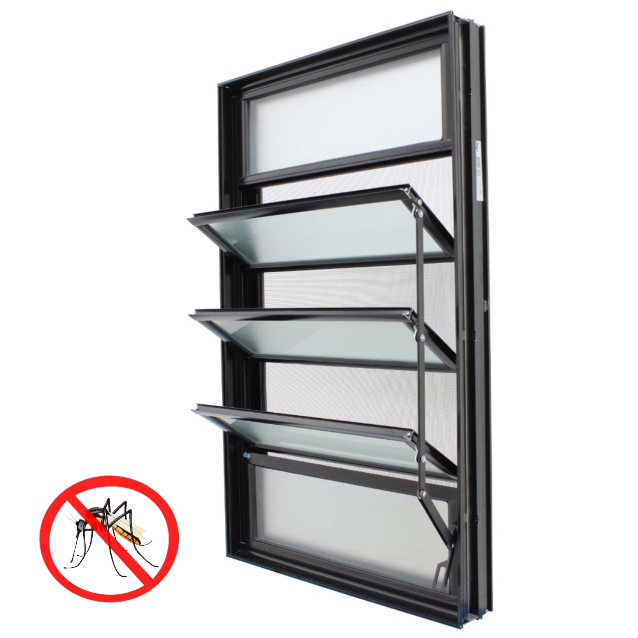 Janela Basculante Com Tela Mosquiteiro 100x60x10,2cm Alumínio Preto Jap Caribe Max