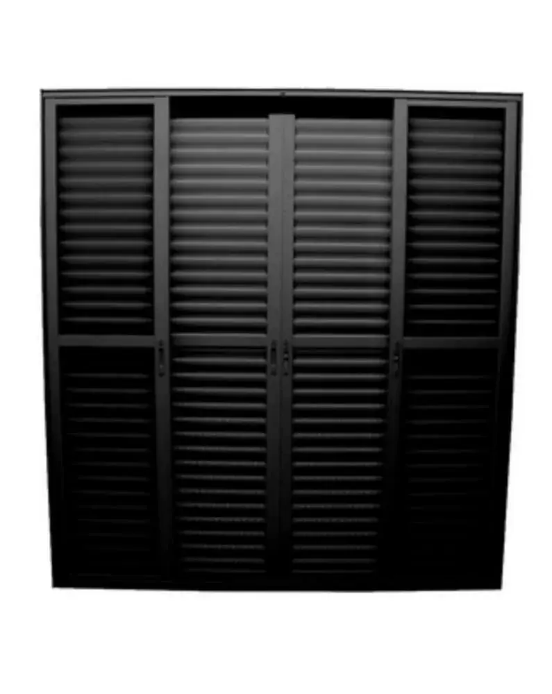 Porta Balcão Alumínio Preto 6 Folhas 215x200x11,8cm Com Fechadura Jap Caribe Max