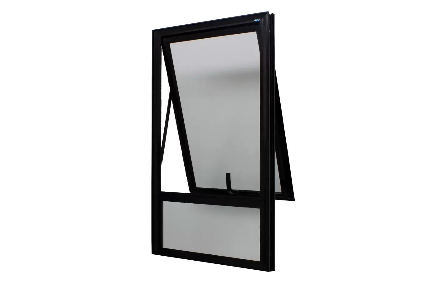 Janela Maxim-ar Alumínio Preto 100x60x5,3cm Com Bandeira Inferior Fixa Jap Perfecta Max